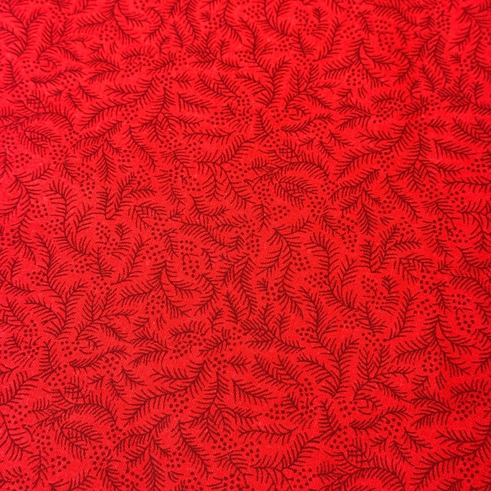 Cotton‎ Quilting Fabric 44x30 Red Pine Needle Berry Holiday Print
